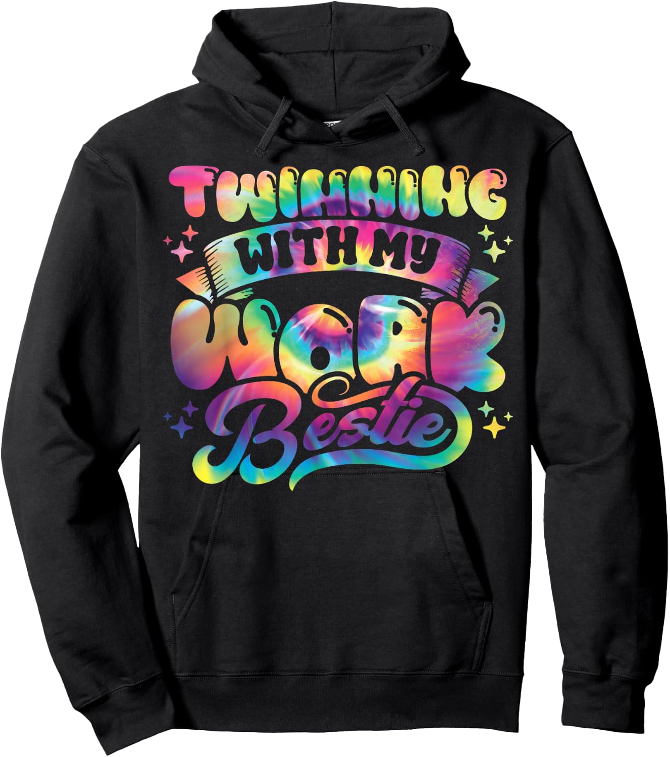 Spirit Week Twin Day Twinning with My Work Bestie Tie Dye Hoodie - Hoodie | Black