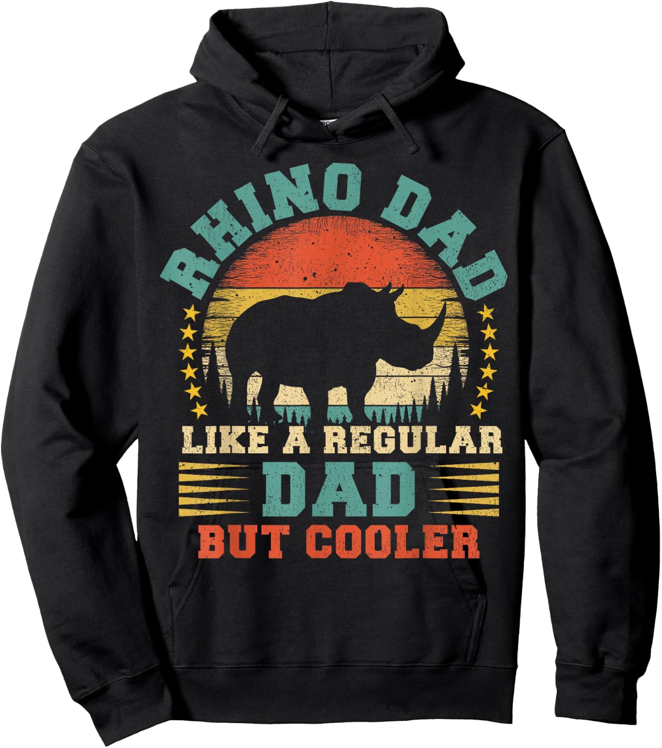Vintage Rhino Dad Like A Regular Dad Rhino Father's Day Hoodie - Hoodie | Black
