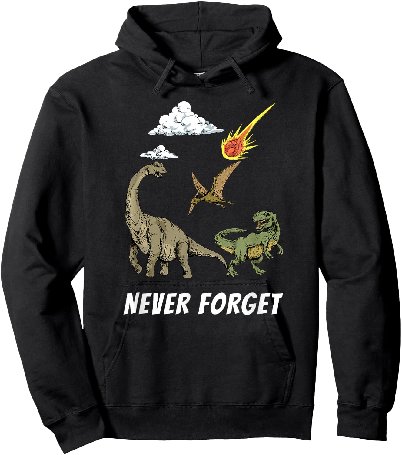 Never Forget Dinosaur T Shirt Hoodie - Hoodie | Black