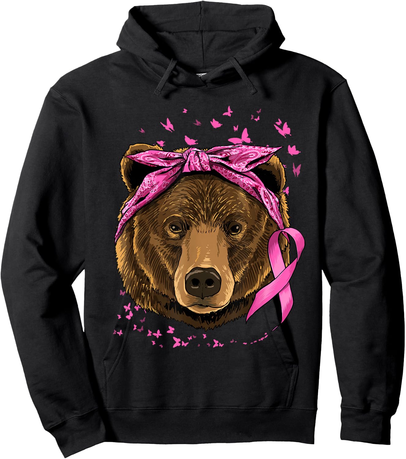 Pawsome Breast Cancer Awareness Women's Pink Animal Print - Small - Short Sleeve - Classic Fit - Cotton Blend - Imported Hoodie - Hoodie | Black