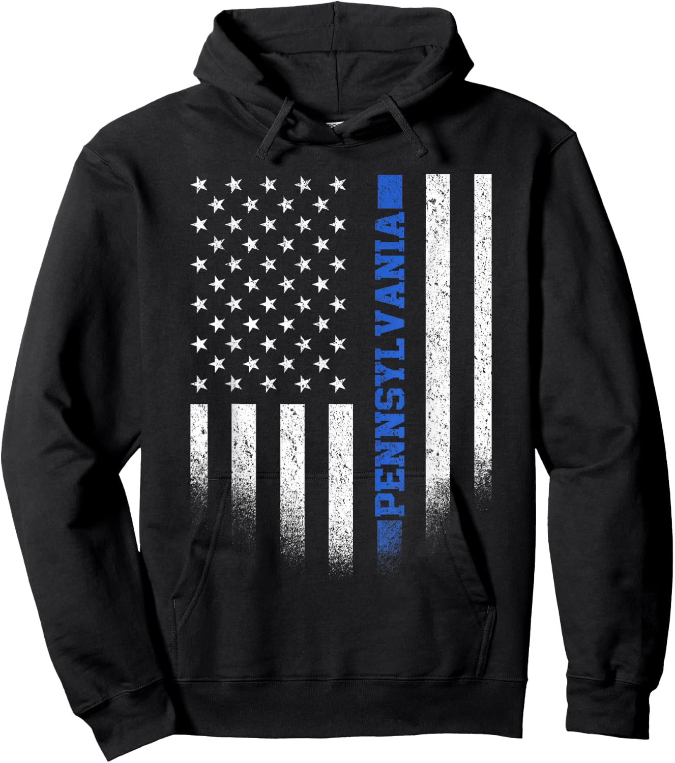 Pennsylvania State Blue Line US Flag PA Police Officer Hoodie - Hoodie | Black