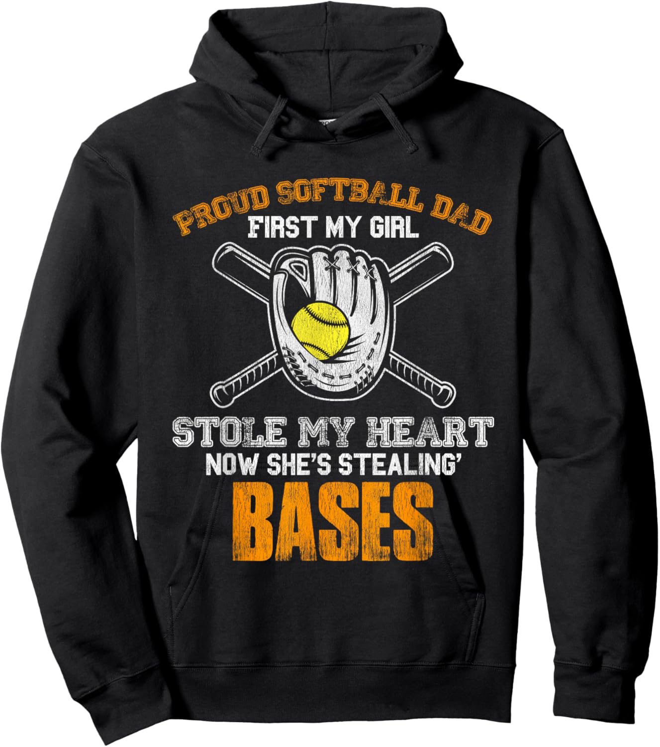Proud Softball Dad Girl Stole My Heart Hoodie - Hoodie | Black