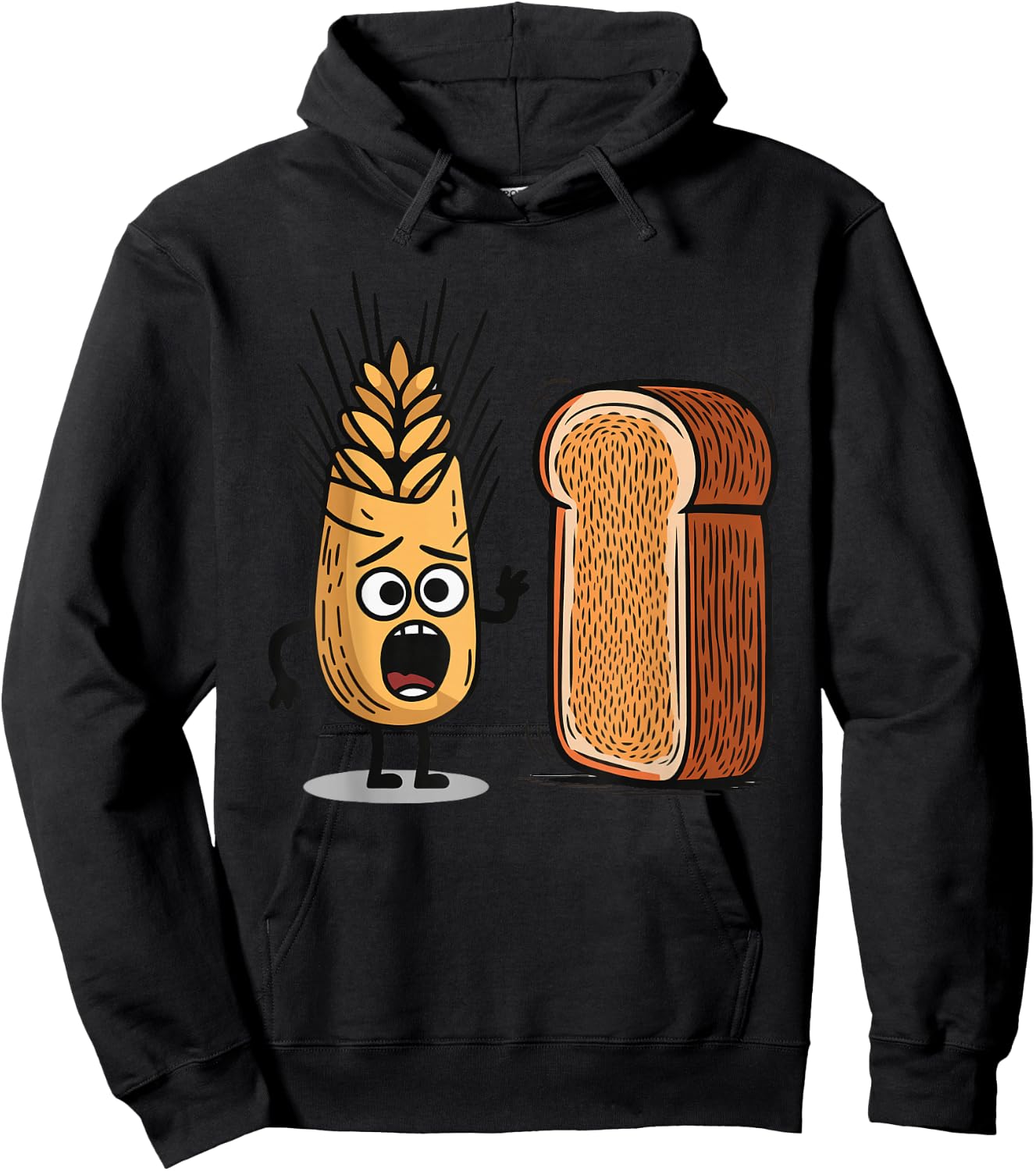 Surprised Wheat Looking At Bread Hoodie - Hoodie | Black