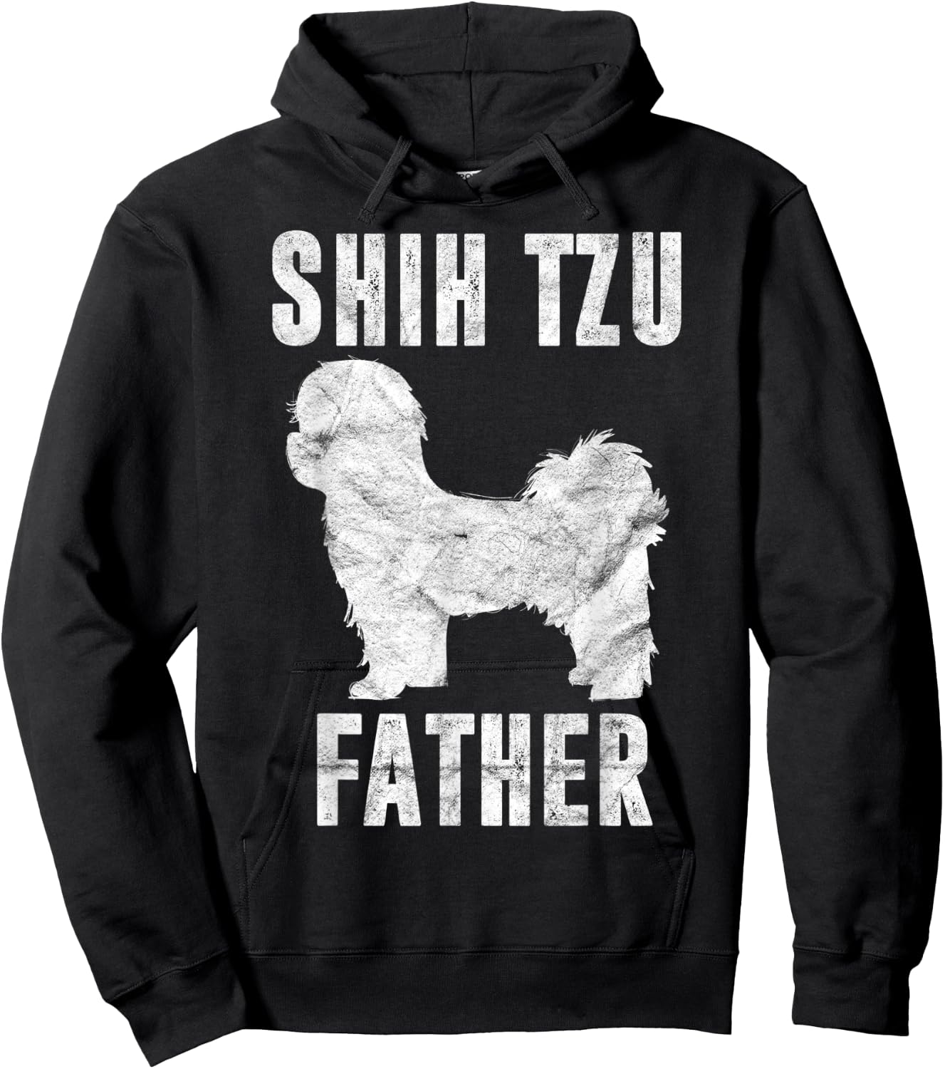 Vintage Shih Tzu Dad Gift Daddy Apparel Dog Father Pet Lover Women Kids Hoodie - Hoodie | Black