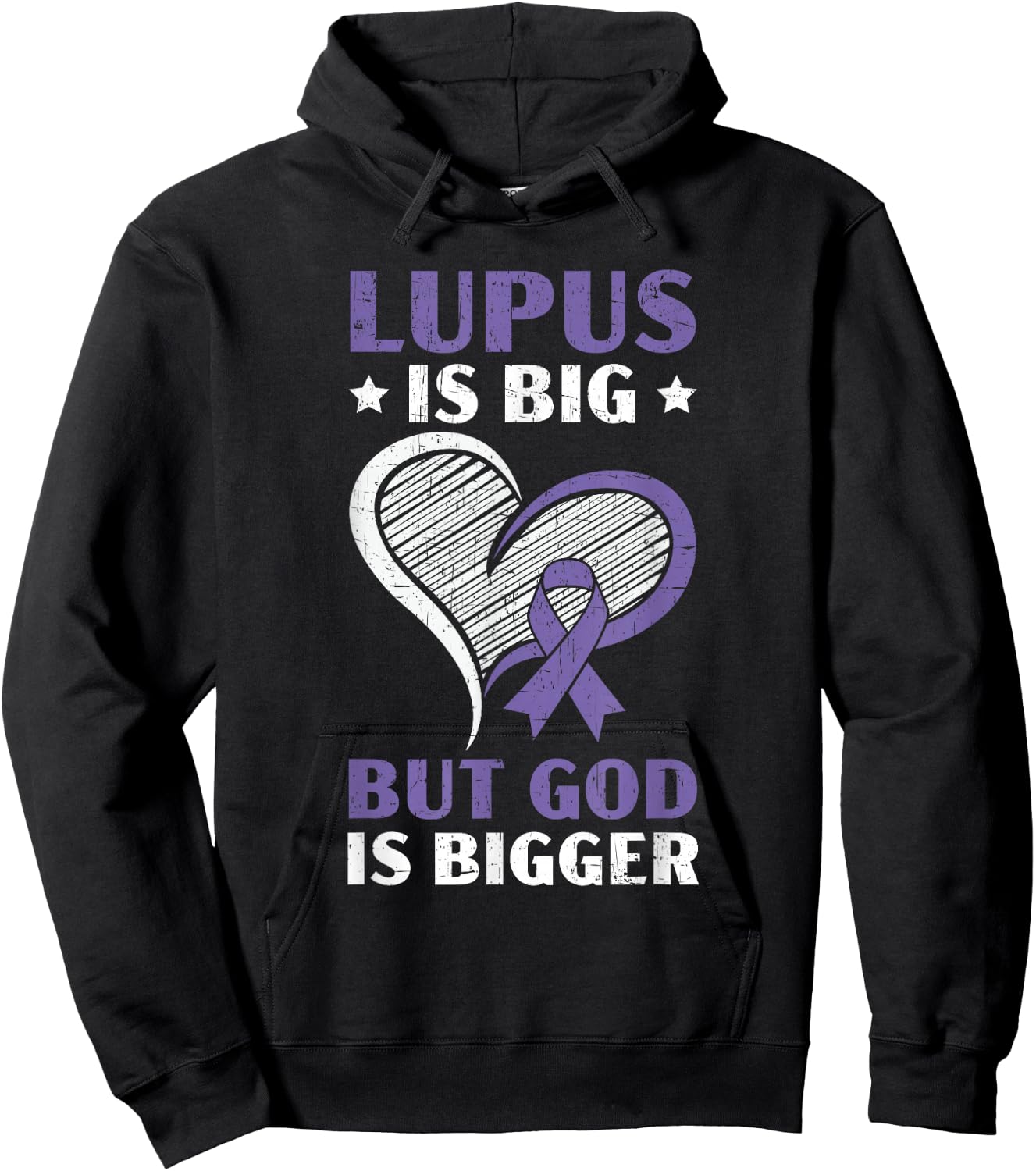 Lupus Awareness Purple Ribbon SLE Autoimmune Disease Hoodie - Hoodie | Black