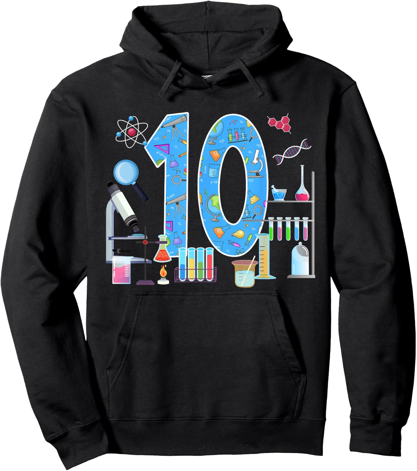 10th Birthday Science Theme 10 Year Old Birthday Scientist Hoodie - Hoodie | Black
