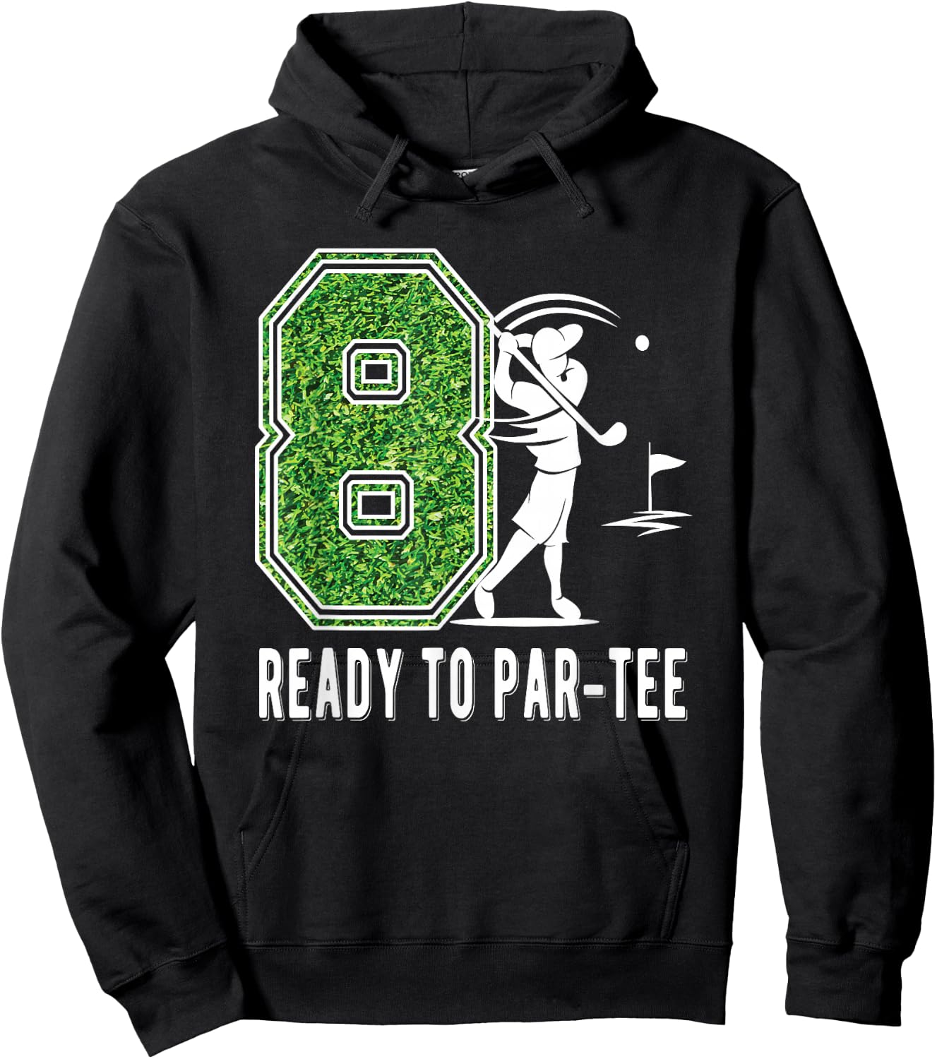 8th Birthday Golfer Boy Eight Year Old Golf Player Hoodie - Hoodie | Black