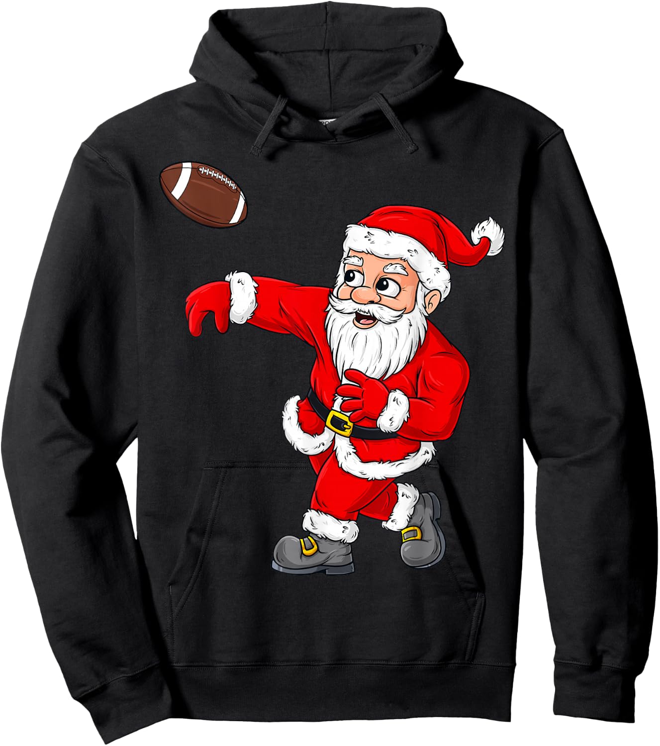 Christmas Santa Claus Football Quarterback Boys Kids Xmas Hoodie - Hoodie | Black