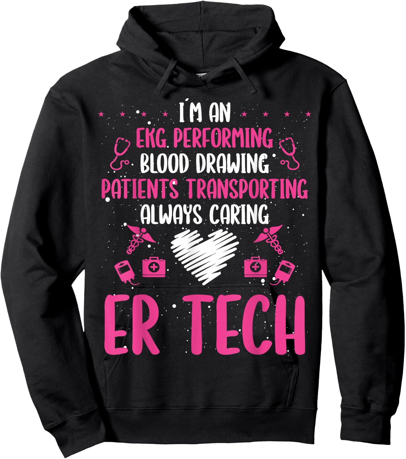 ER Tech Badge Buddy Emergency Room Technician Essentials Hoodie - Hoodie | Black