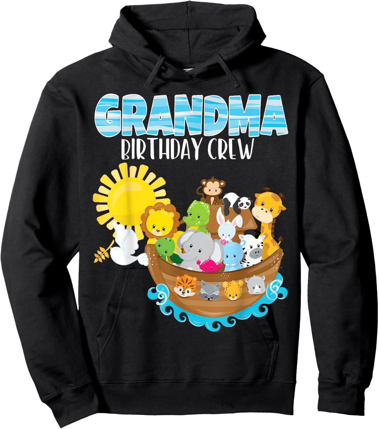 Noah's Ark Birthday Party Grandma Birthday Crew Toddler Bday Hoodie - Hoodie | Black