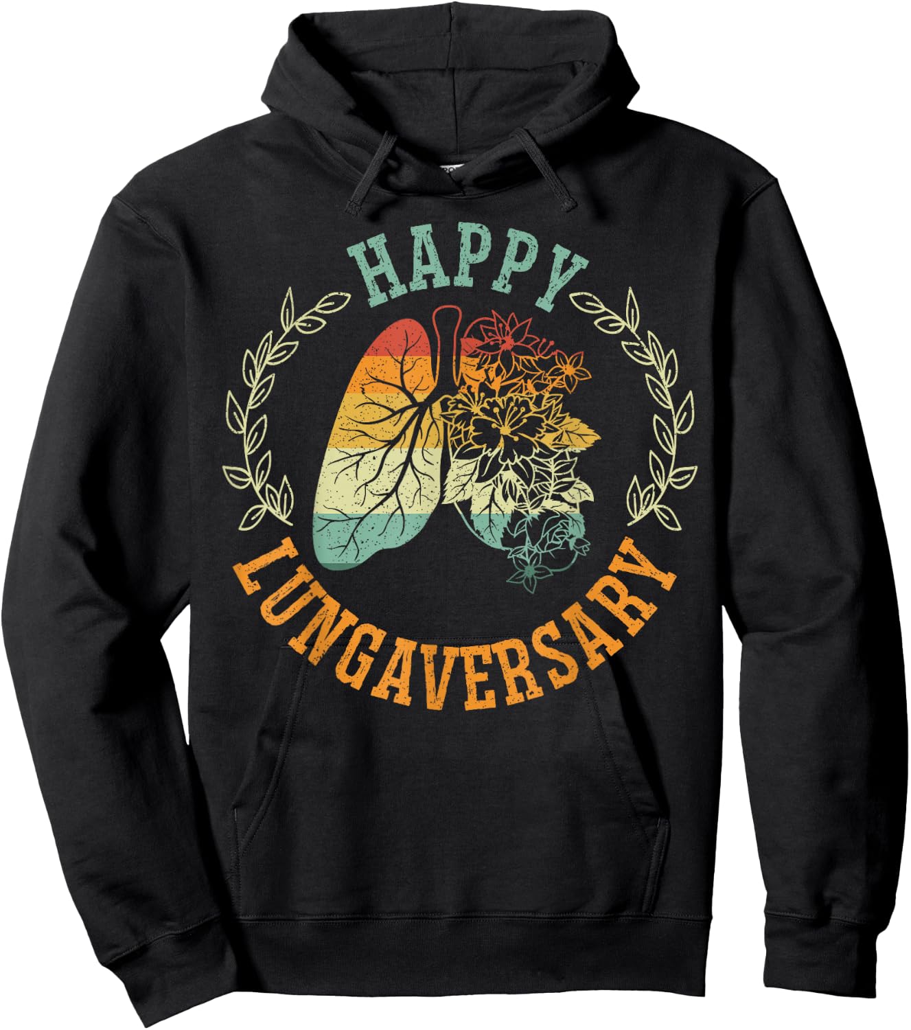 Organ Donation Lung Transplant SteMi Apparel Happy Lungaversary Lung Transplant Survivor Adult Black Short Sleeve Hoodie - Hoodie | Black