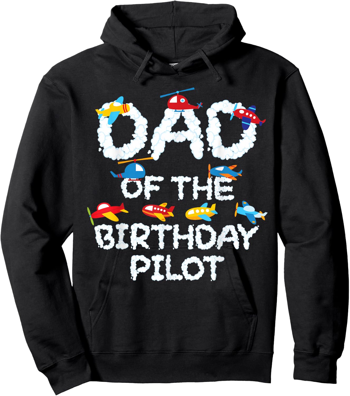 Dad Of The Birthday Pilot Kid Aviator B-day Party Hoodie - Hoodie | Black