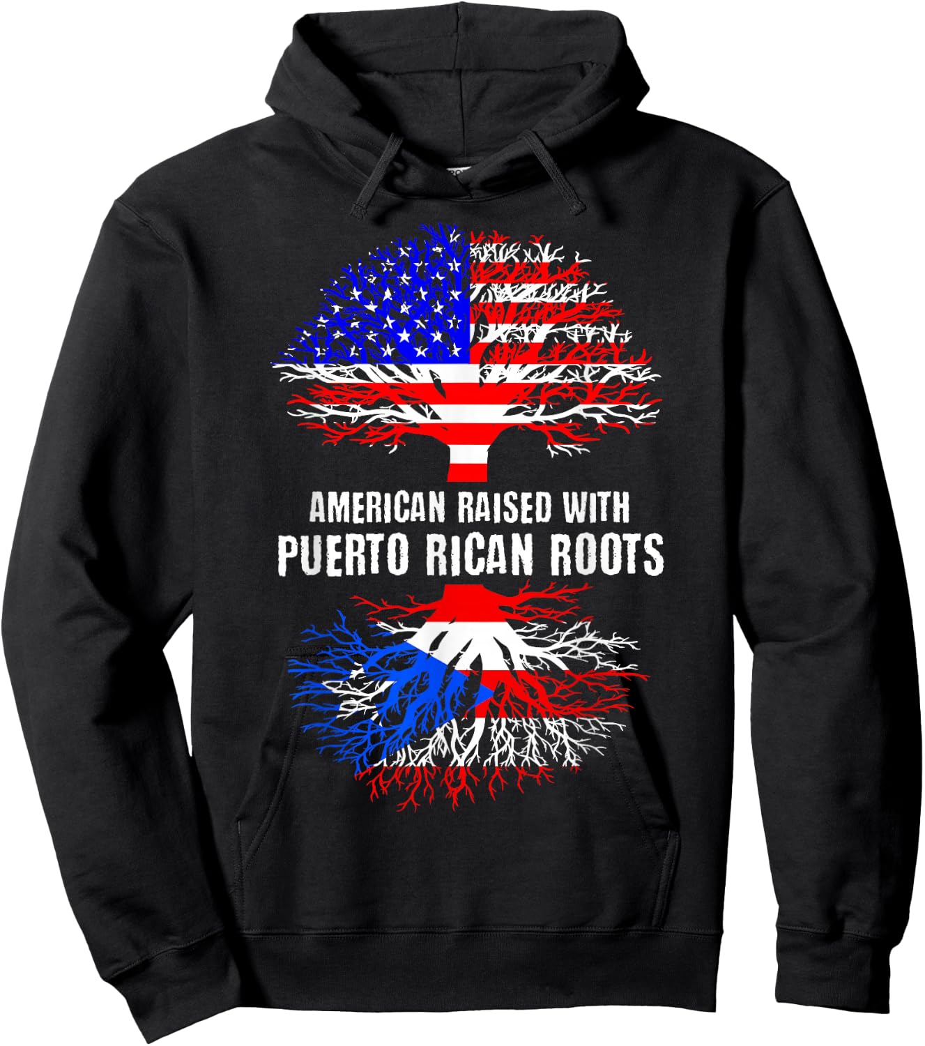 American Raised with Puerto Rican Roots USA Flag Puerto Rico Small Hoodie - Hoodie | Black