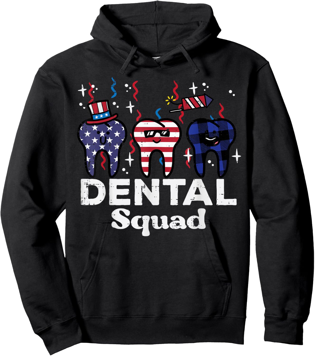 4th Of July Dental Squad Funny Patriotic Teeth Dentist Women Hoodie - Hoodie | Black