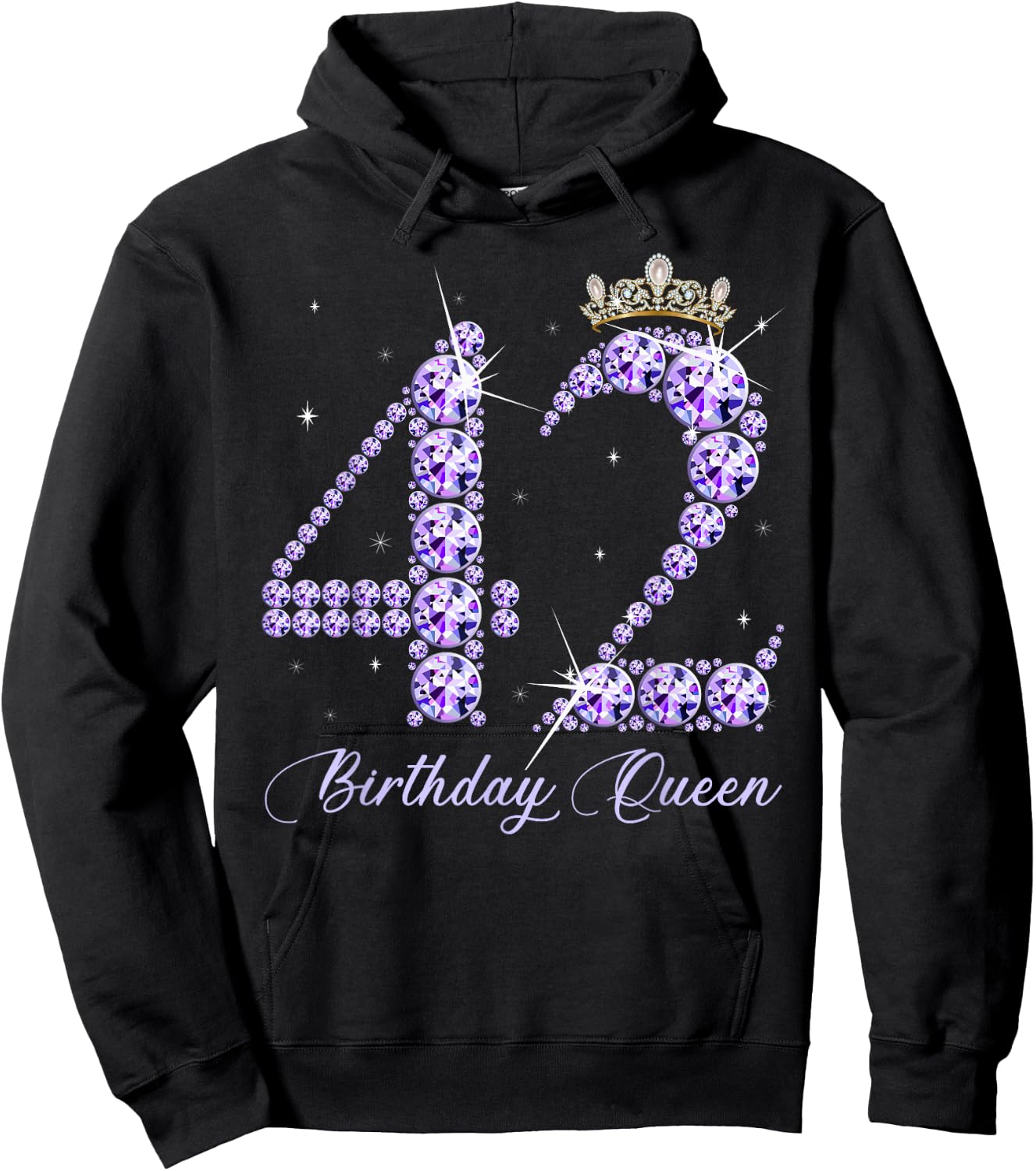 42 Year Old Its My 42nd Birthday Queen Diamond Heels Crown Hoodie - Hoodie | Black