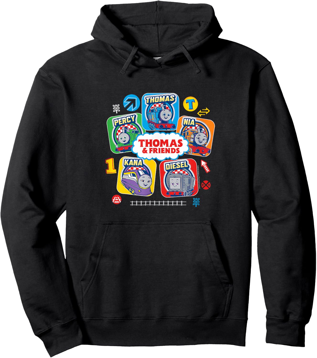 Thomas & Friends - Thomas & Friends Grid Small Hoodie - Hoodie | Black