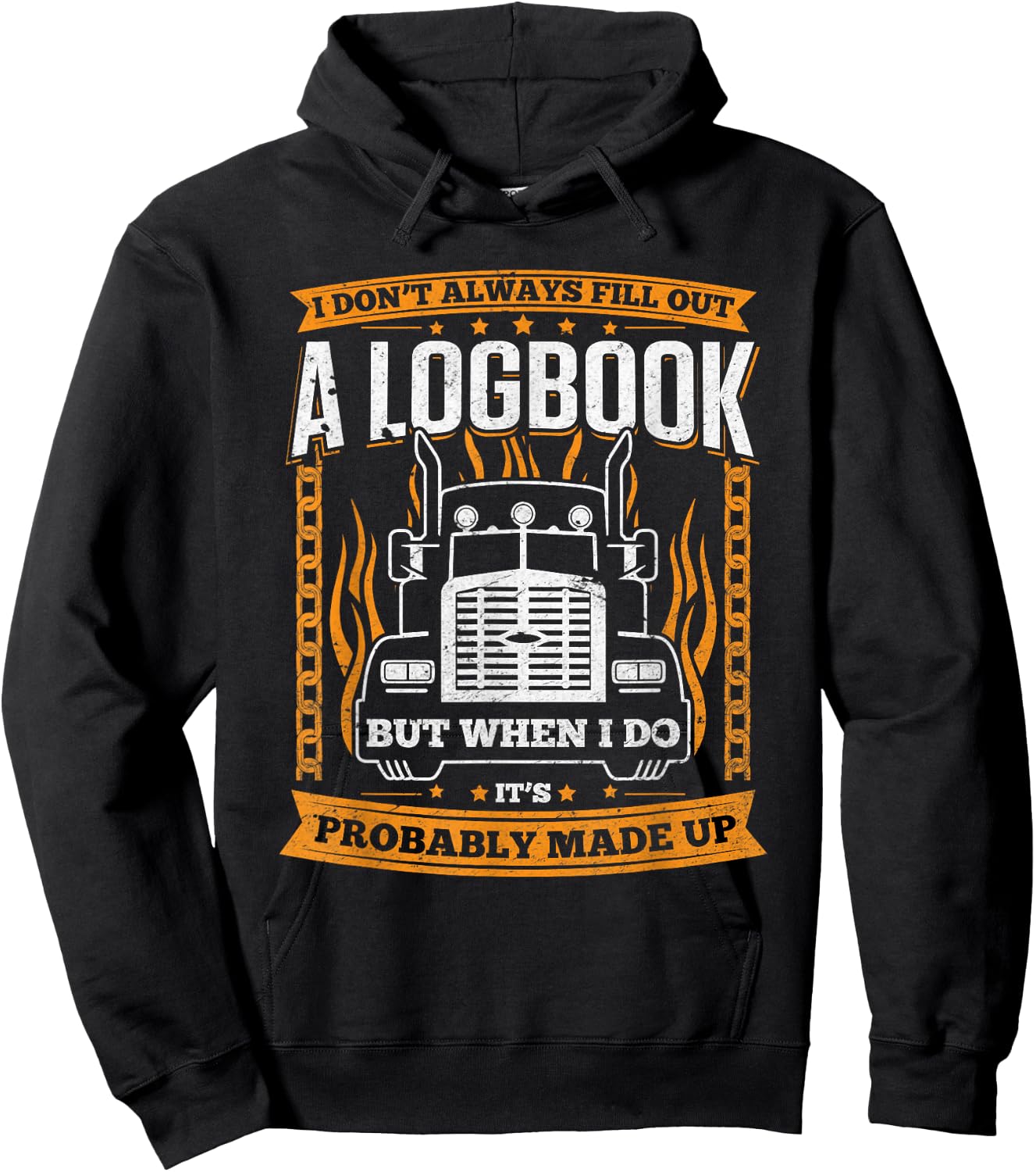 Trucker Gifts Men Women Logbook - Funny Truck Driver Hoodie - Hoodie | Black