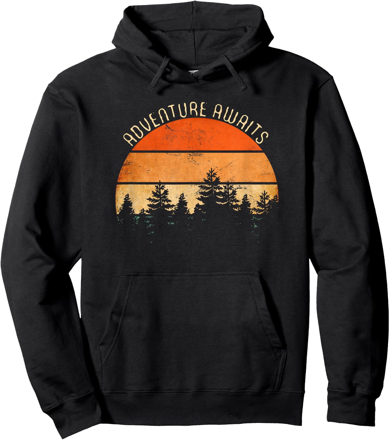 Adventure Awaits, Retro Hiking Hoodie - Hoodie | Black
