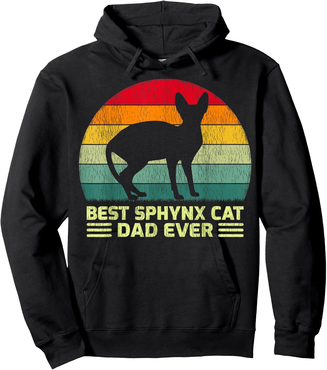 Funny Vintage Best Sphynx Cat Dad Ever Father's Day Men Hoodie - Hoodie | Black
