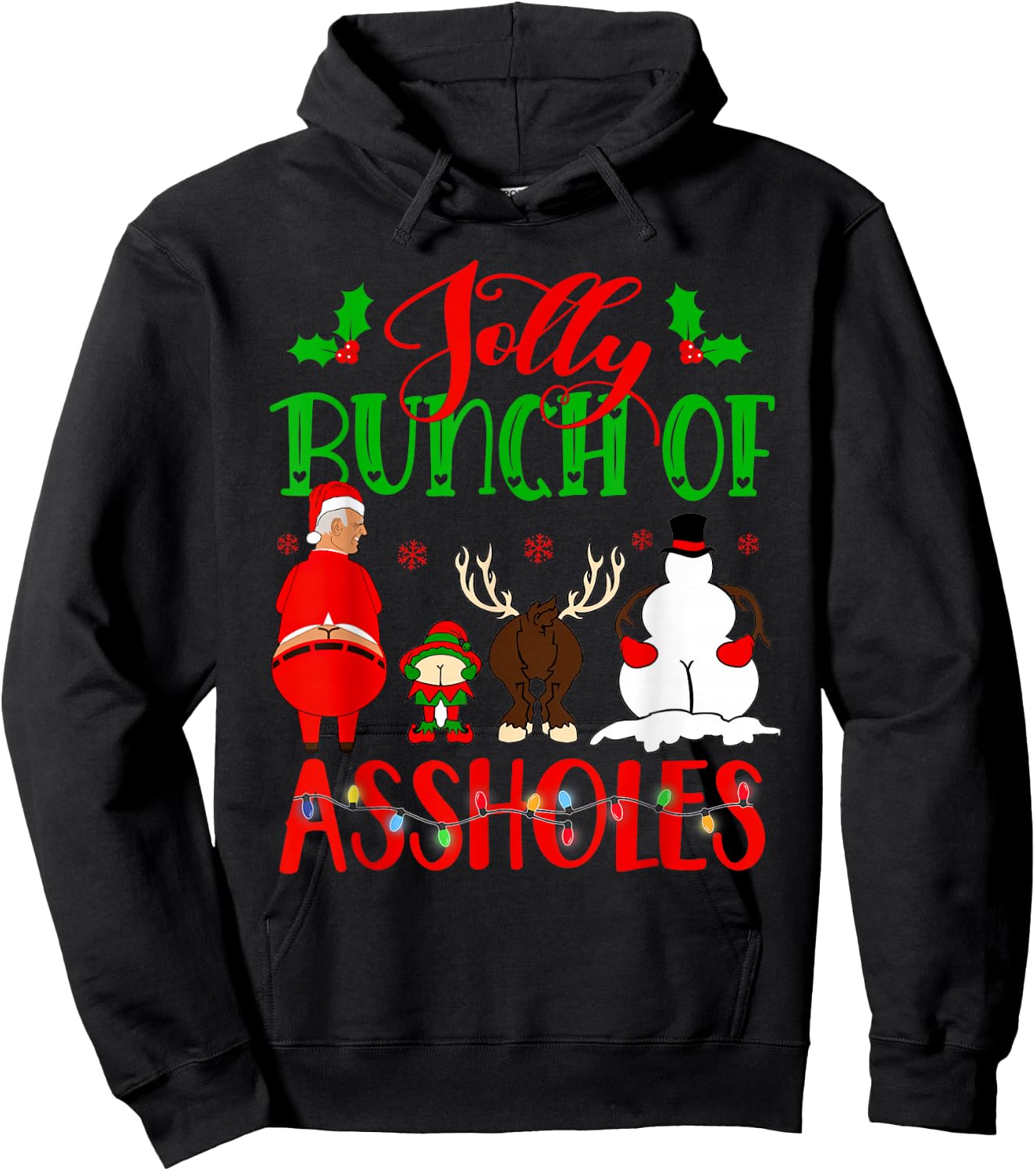 Jolly Bunch of Assholes Merry Christmas 2021 Toilet Paper Hoodie - Hoodie | Black