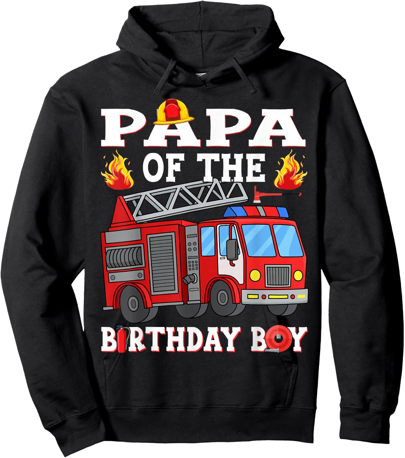 Papa of The Birthday Boy Fire Truck Firefighter Hoodie - Hoodie | Black
