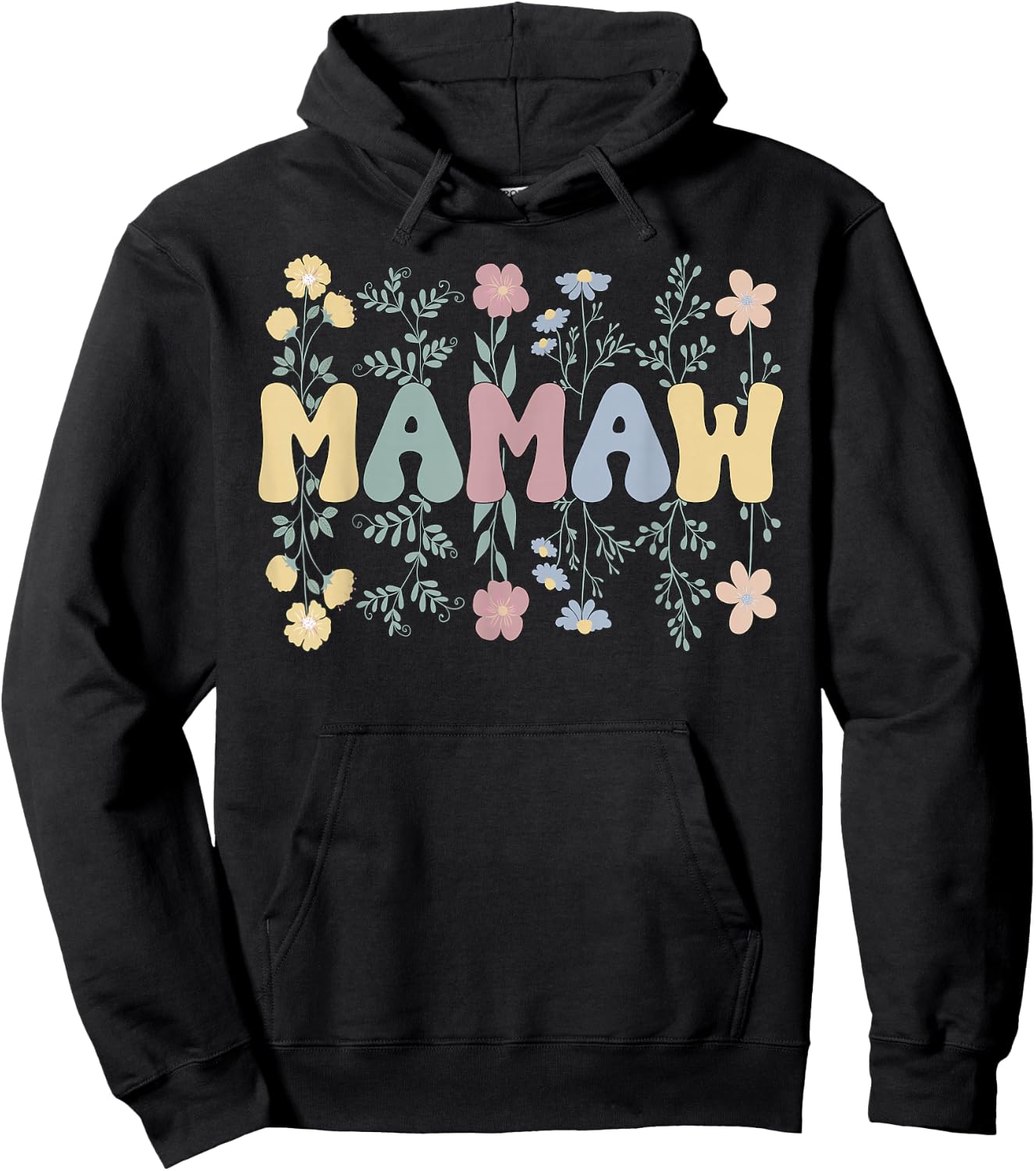 Groovy Mamaw Grandmother Flowers Mamaw Grandma Hoodie - Hoodie | Black