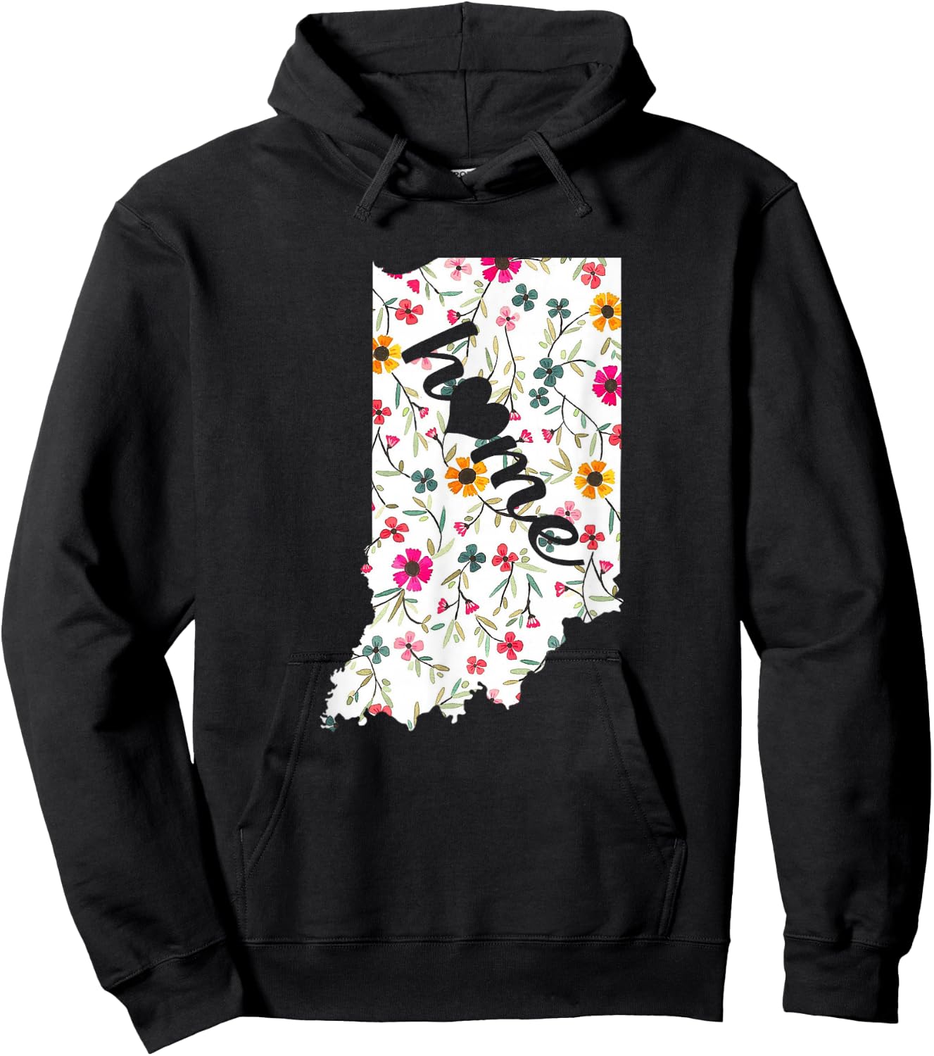 Floral Indiana Home Indiana State in My Heart Shirt Hoodie - Hoodie | Black