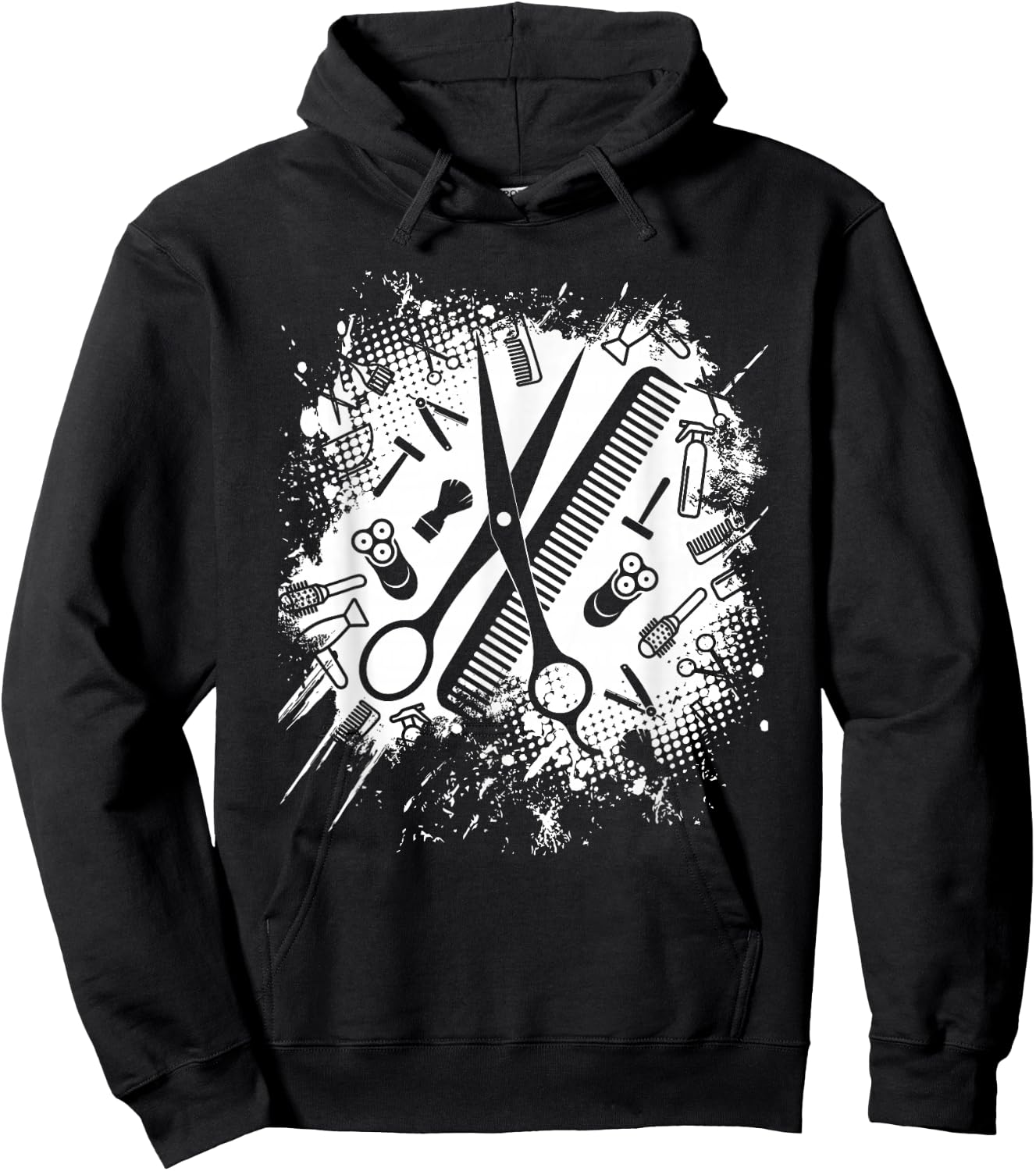 Vintage Hairdresser Hairstylist Barber Men Boys Hoodie - Hoodie | Black