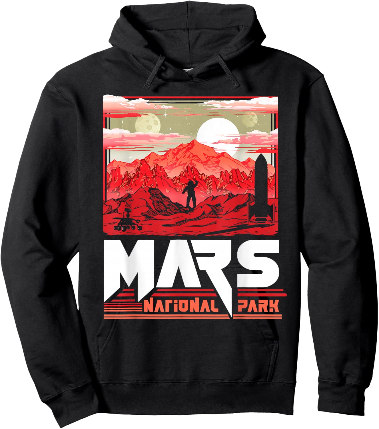 Mars National Park Vintage Sci-Fi Martian Exploration Space Hoodie - Hoodie | Black