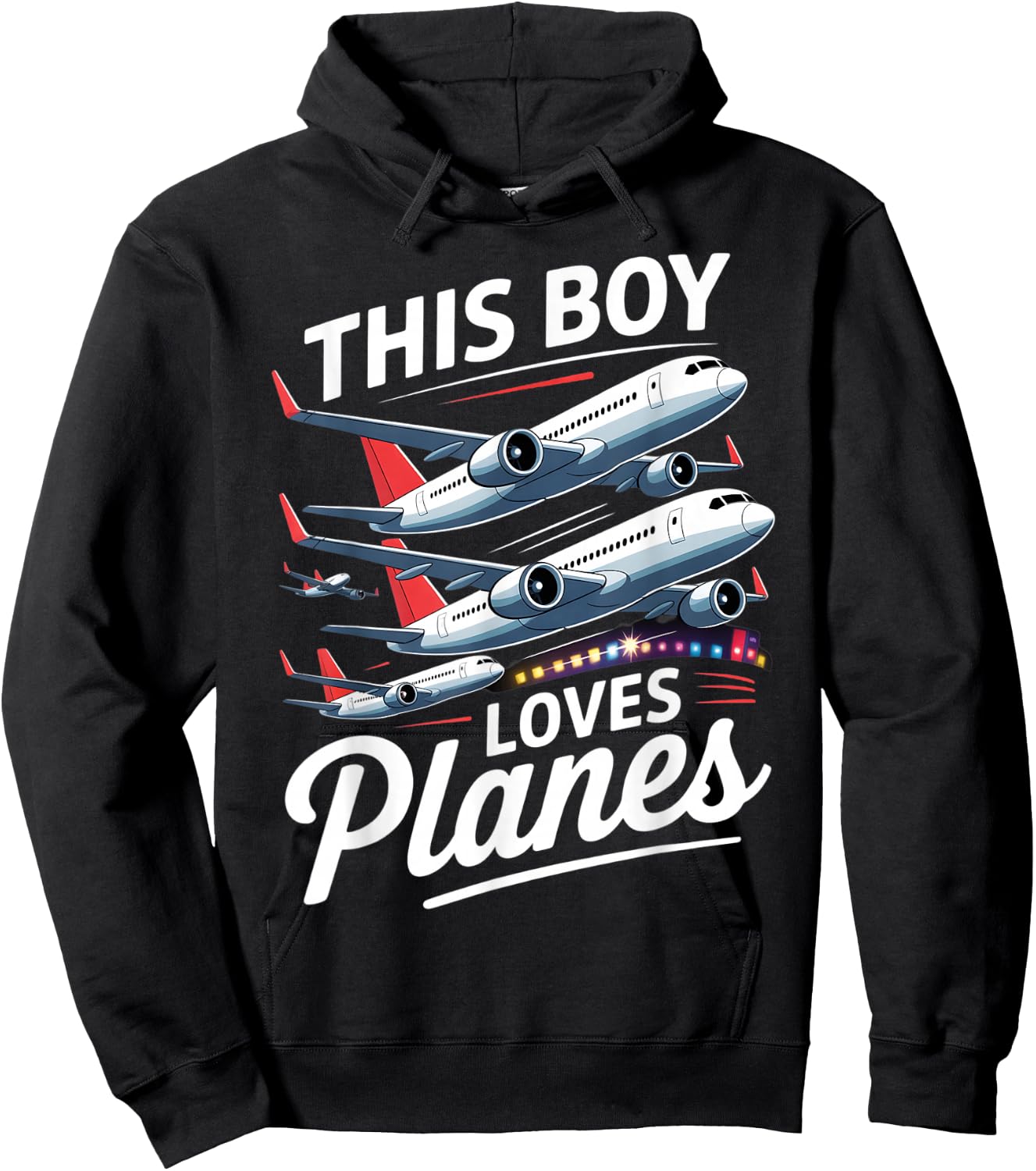 Plane Airplane Pilot Kids Boys Toddler Model Plane Lover Hoodie - Hoodie | Black