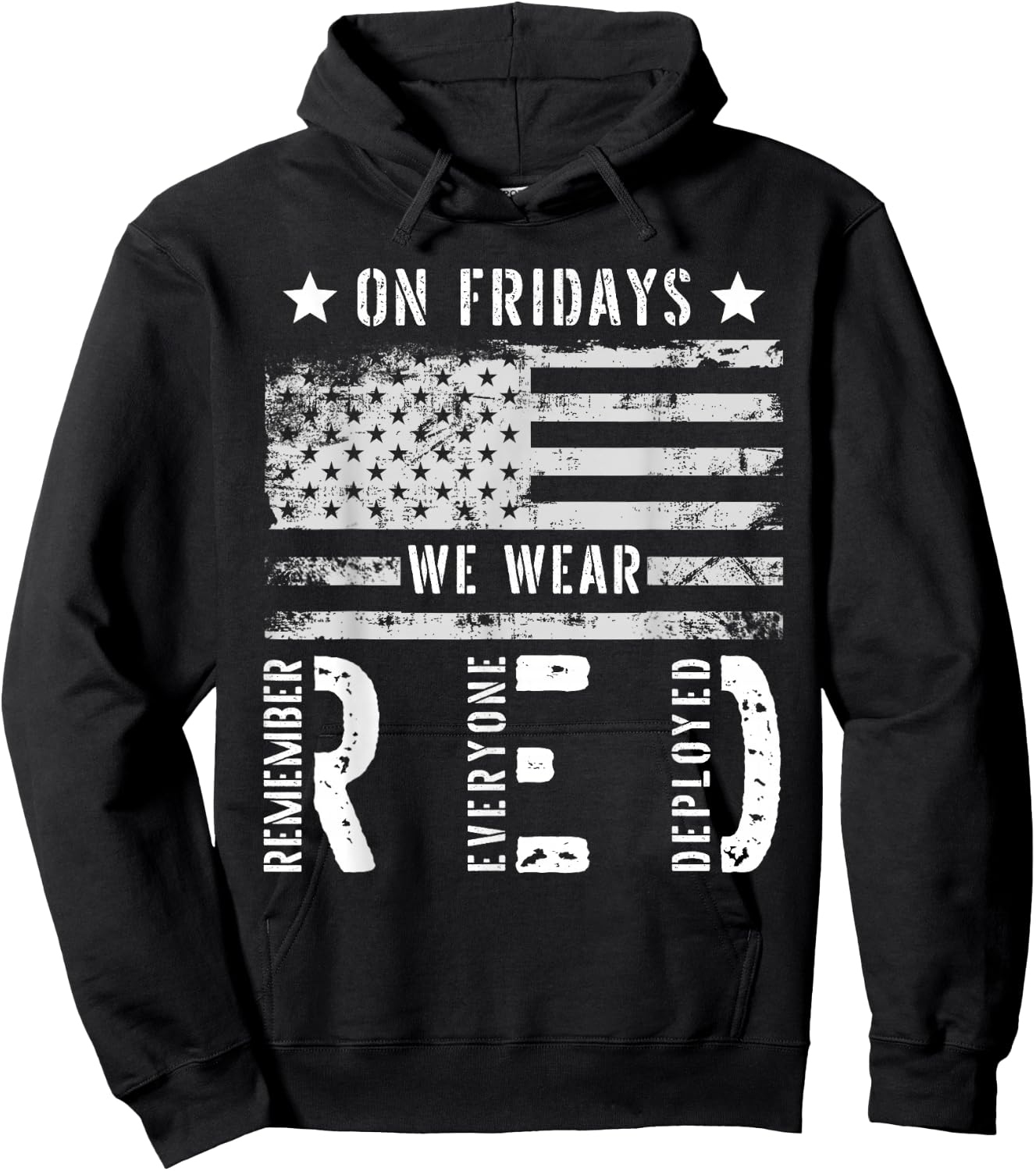 On Friday We Wear Red American Flag Military Supportive Hoodie - Hoodie | Black