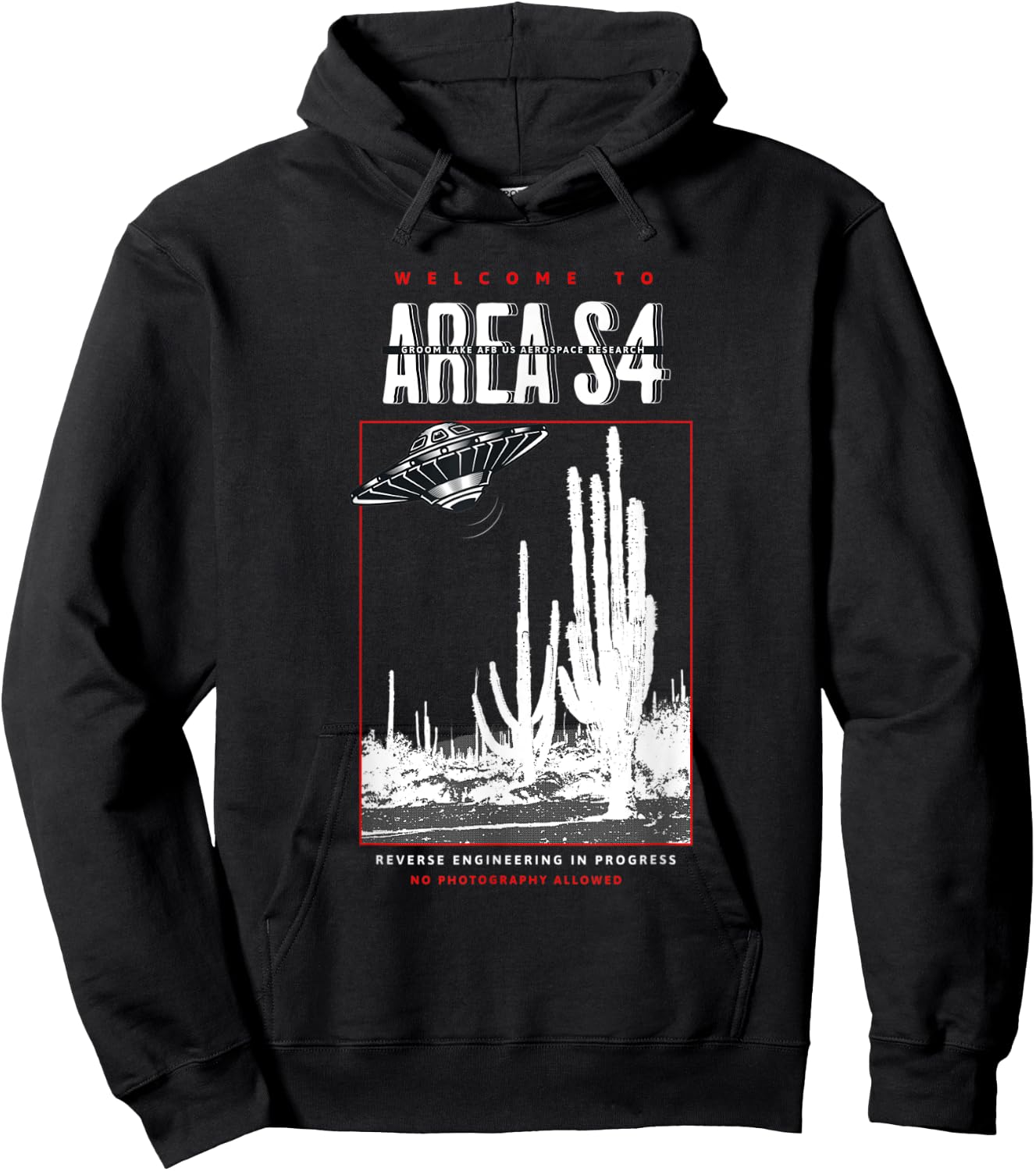 Welcome to Area S4 Groom Lake Nevada UFO Alien Hoodie - Hoodie | Black