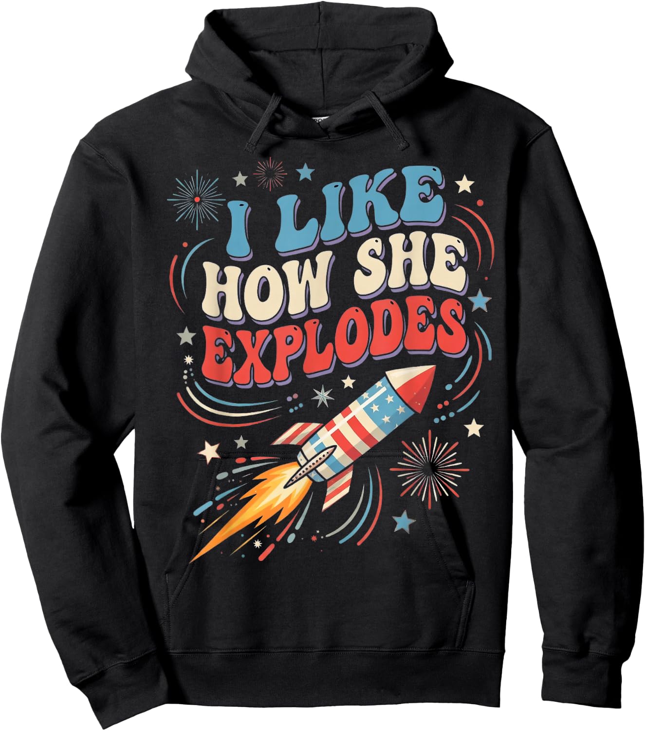 4th of July I Like How She Explodes Funny Couple Match Men Hoodie - Hoodie | Black