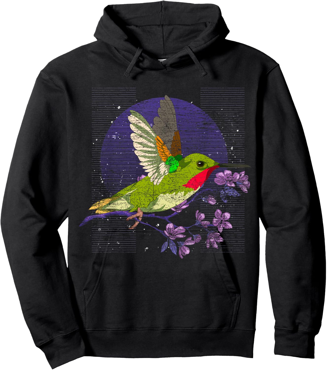 Floral Animal Bird Beautiful Flowers Vintage Hummingbird Hoodie - Hoodie | Black