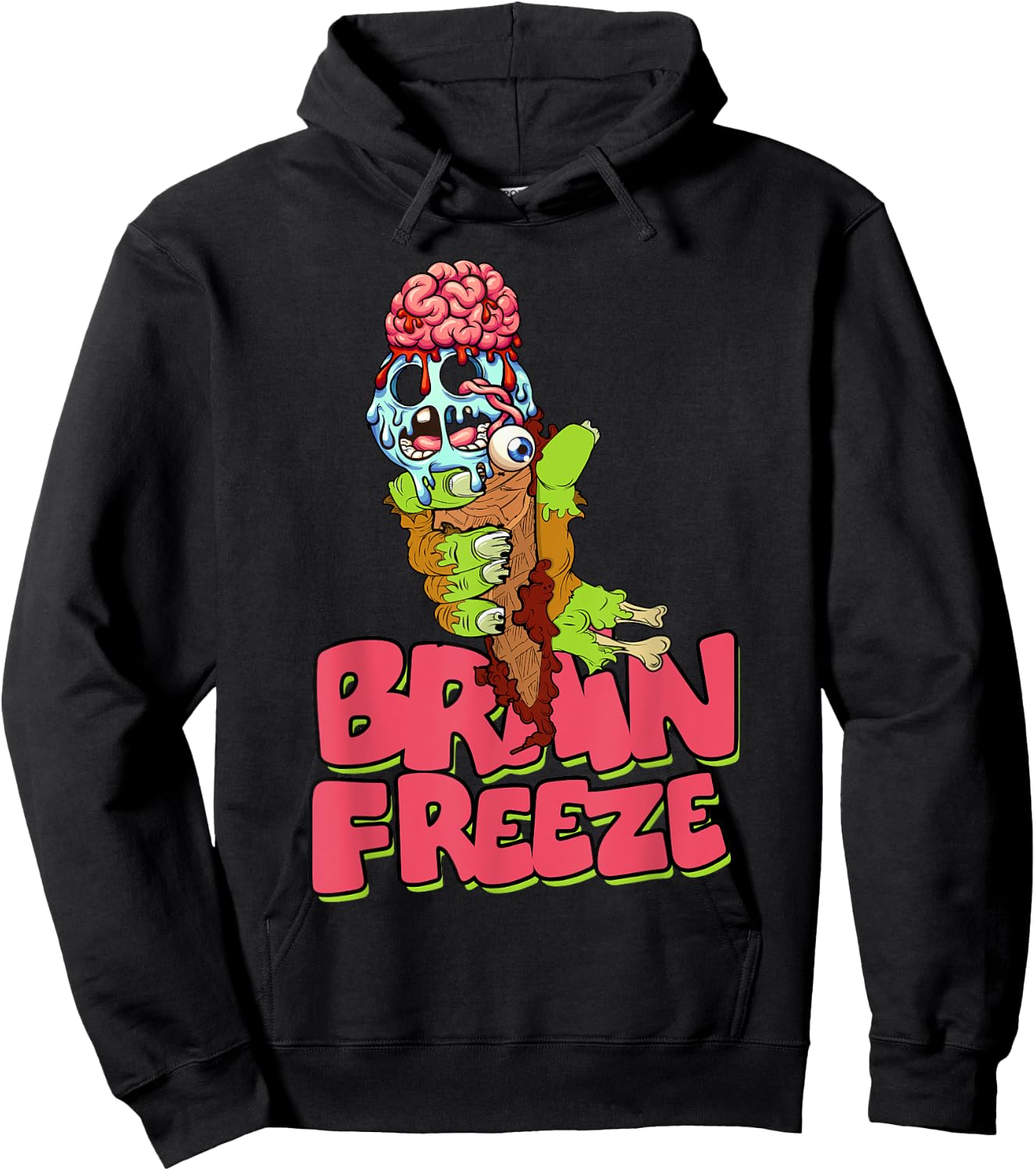 Brain Freeze Scary Zombie Ice Cream Cone Undead Flavor Men Women Kids Hoodie - Hoodie | Black