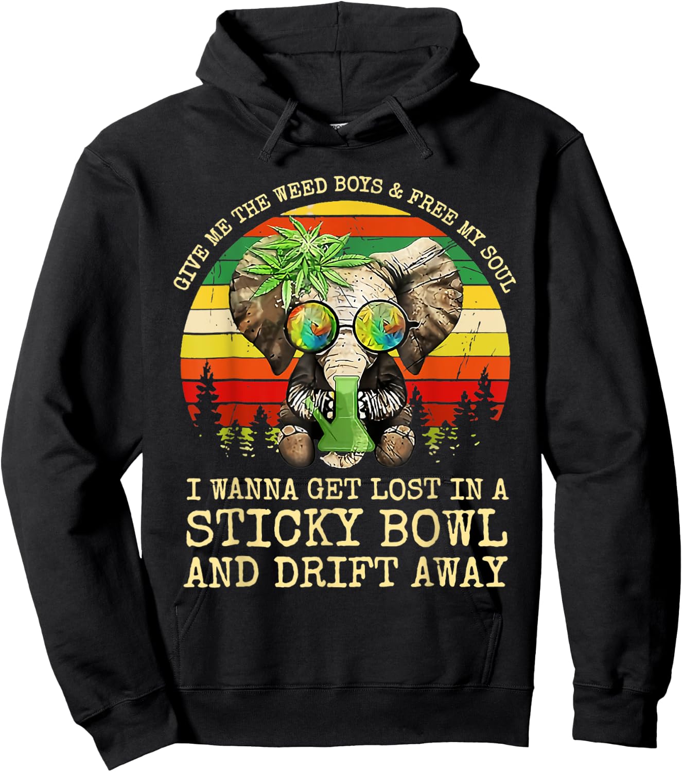 Cool Elephant Smoking Weed Bong Marijuana Cannabis Stoner Hoodie - Hoodie | Black