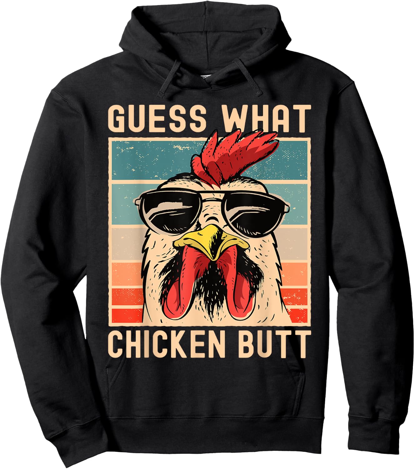 Chicken Meme Design | Guess What Chicken Butt Small Hoodie - Hoodie | Black
