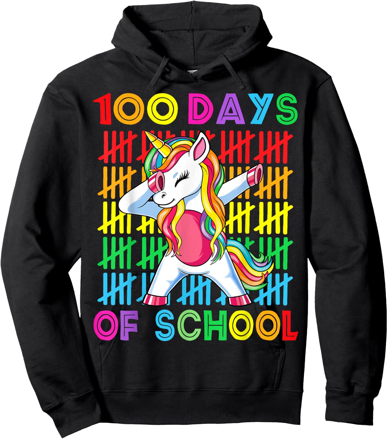 100 Days of School Unicorn Girls Teacher 100th Day of School Hoodie - Hoodie | Black