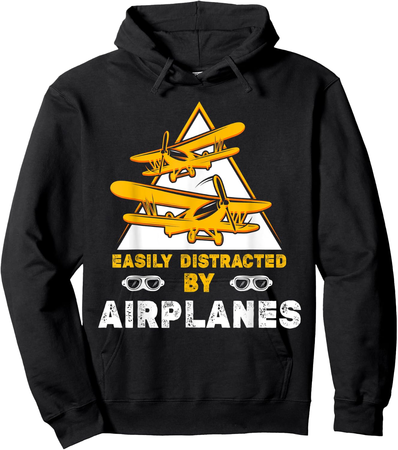 Easily Distracted By Airplanes Funny Airport Plane Lover Hoodie - Hoodie | Black