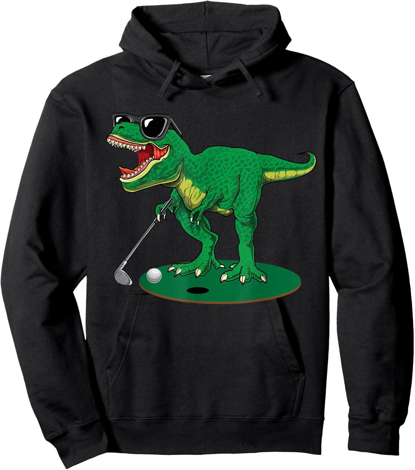 Cute T Rex Dinosaur Boys Golfing Lover Trex Dino Golf Gifts Hoodie - Hoodie | Black