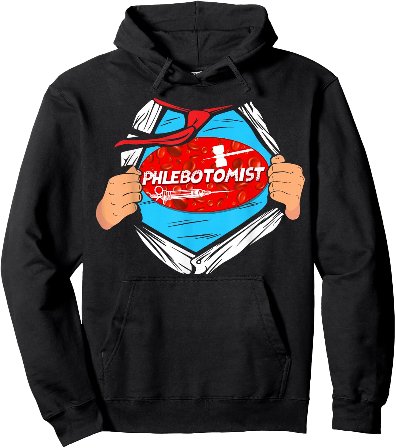 Phlebotomist Tech Technician Superhero Hoodie - Hoodie | Black