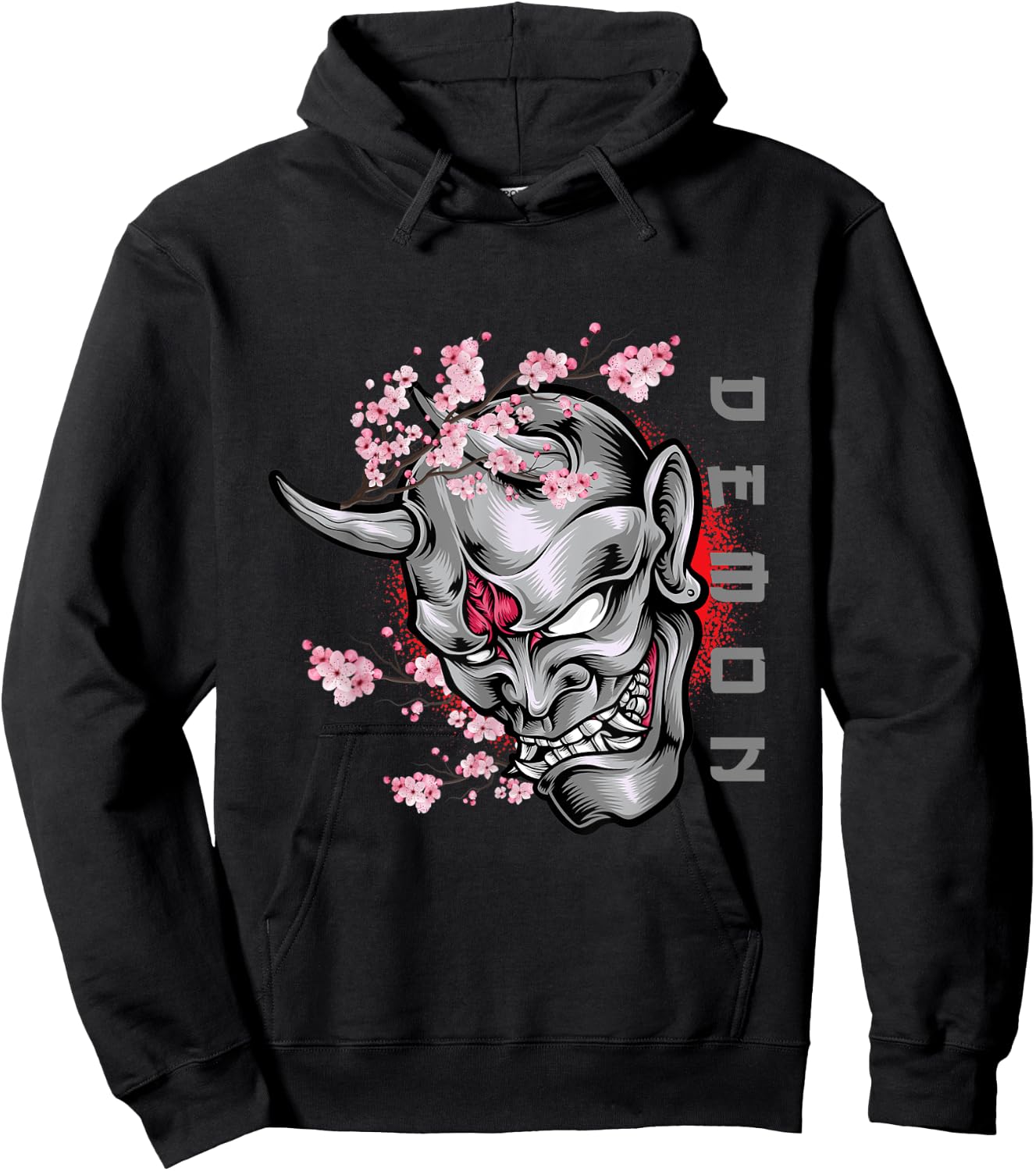 Cool Japanese Demon Oni Face Otaku Anime Style Manga Art Hoodie - Hoodie | Black