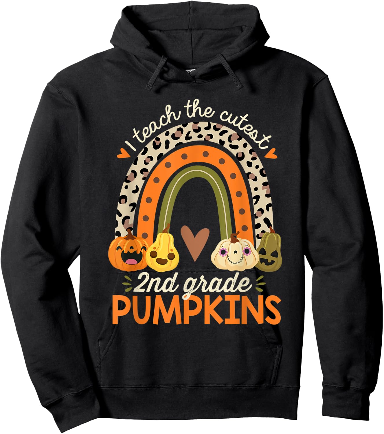 I Teach the Cutest 2nd Grade Pumpkins Halloween Teacher Fall Hoodie - Hoodie | Black