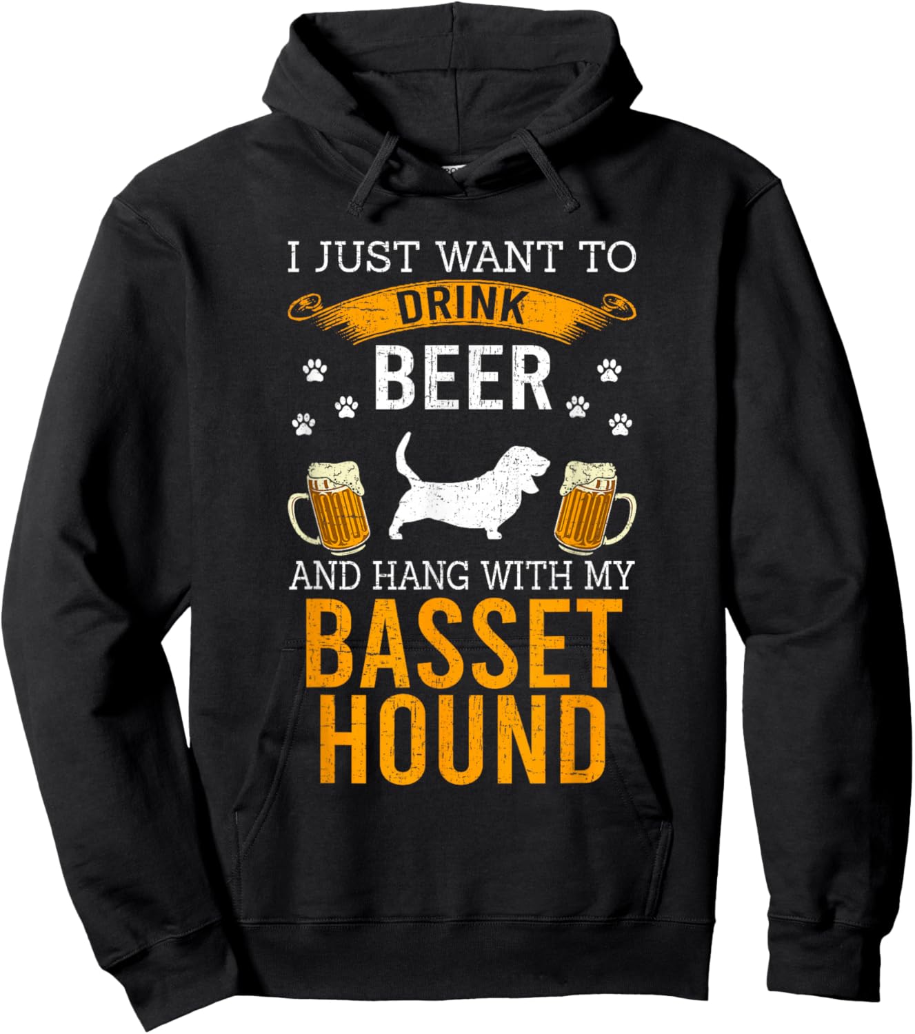 I Just Want To Drink Beer & Hang With My Basset Hound Hoodie - Hoodie | Black