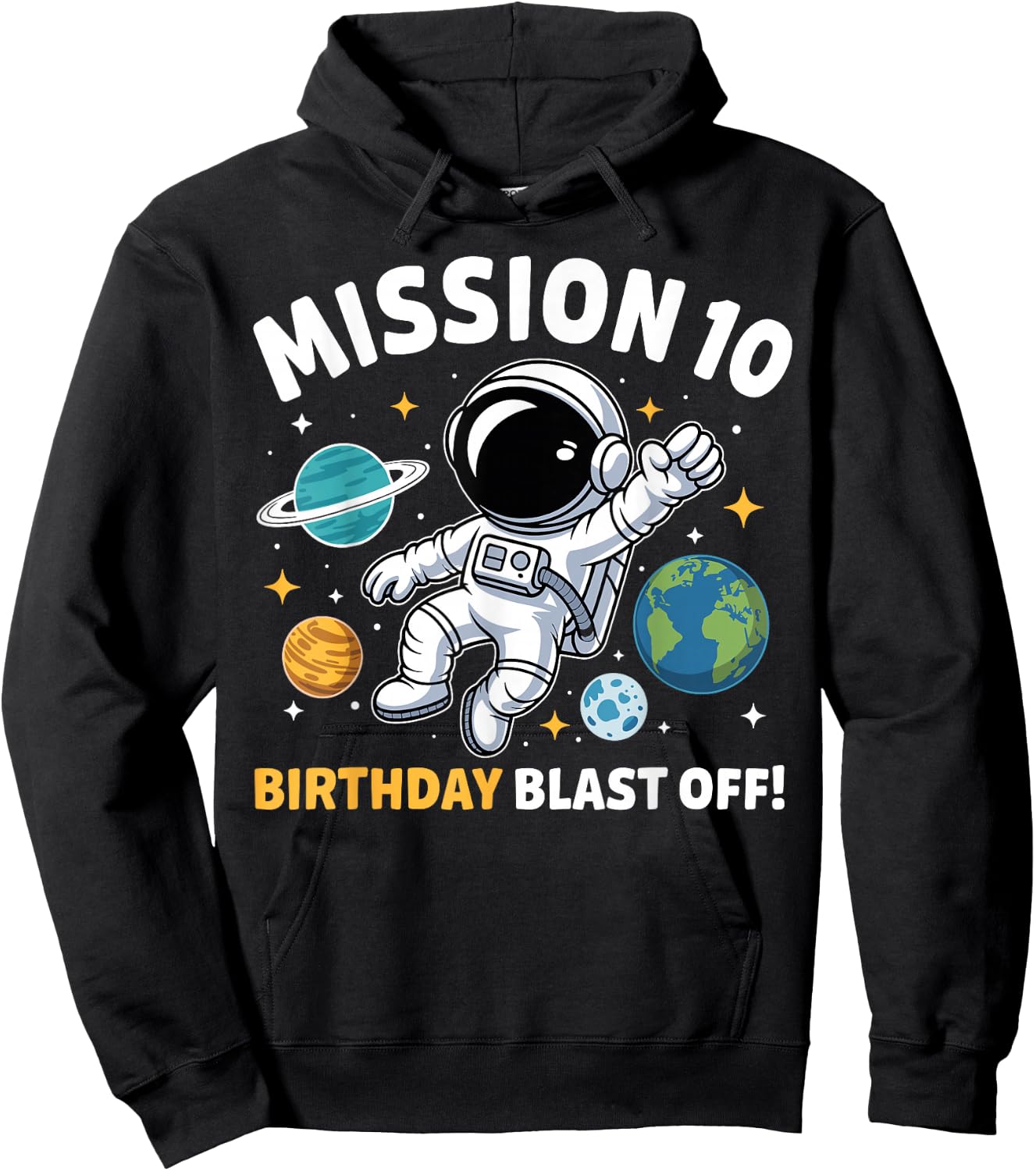 10th Birthday Astronaut Space Rocket Ten Years Old Boys Hoodie - Hoodie | Black