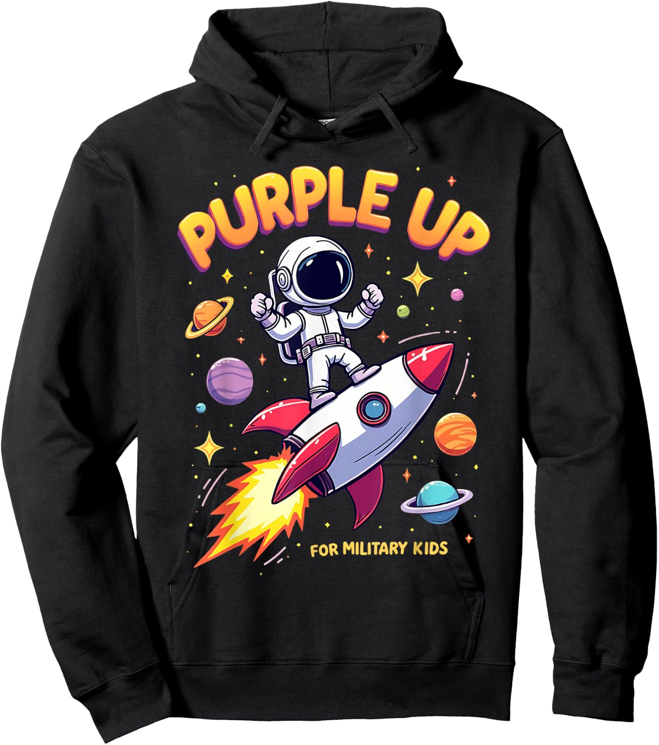 Purple Up For Space Astronaut Military Kids Military Child Hoodie - Hoodie | Black