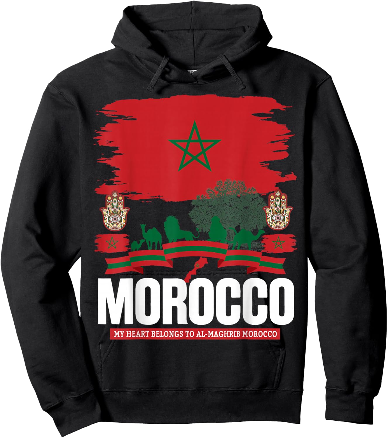 Morocco Flag Outfit Idea Moroccan Themed Maroc Hoodie - Hoodie | Black