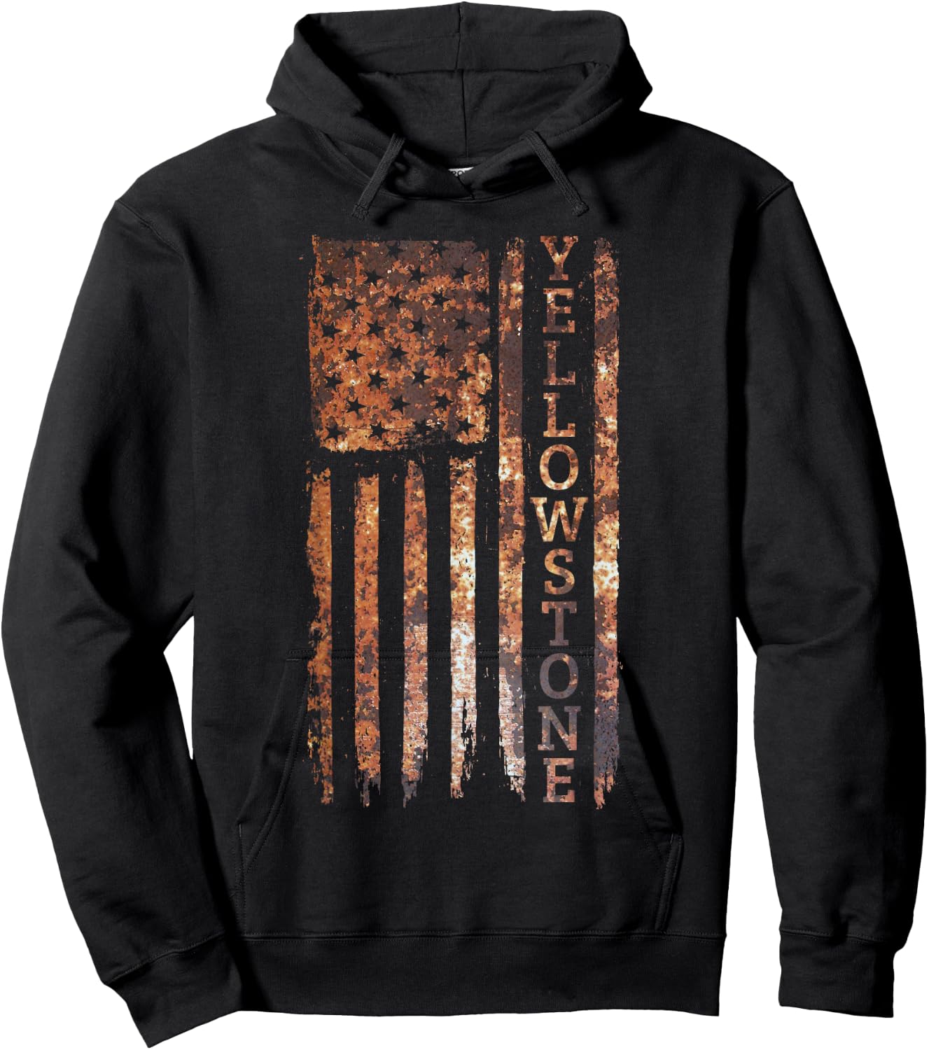 Camping & Glamping Apparel Yellowstone Patriotic , -Adults & -Kids, Black, Small, Short Sleeve Hoodie - Hoodie | Black