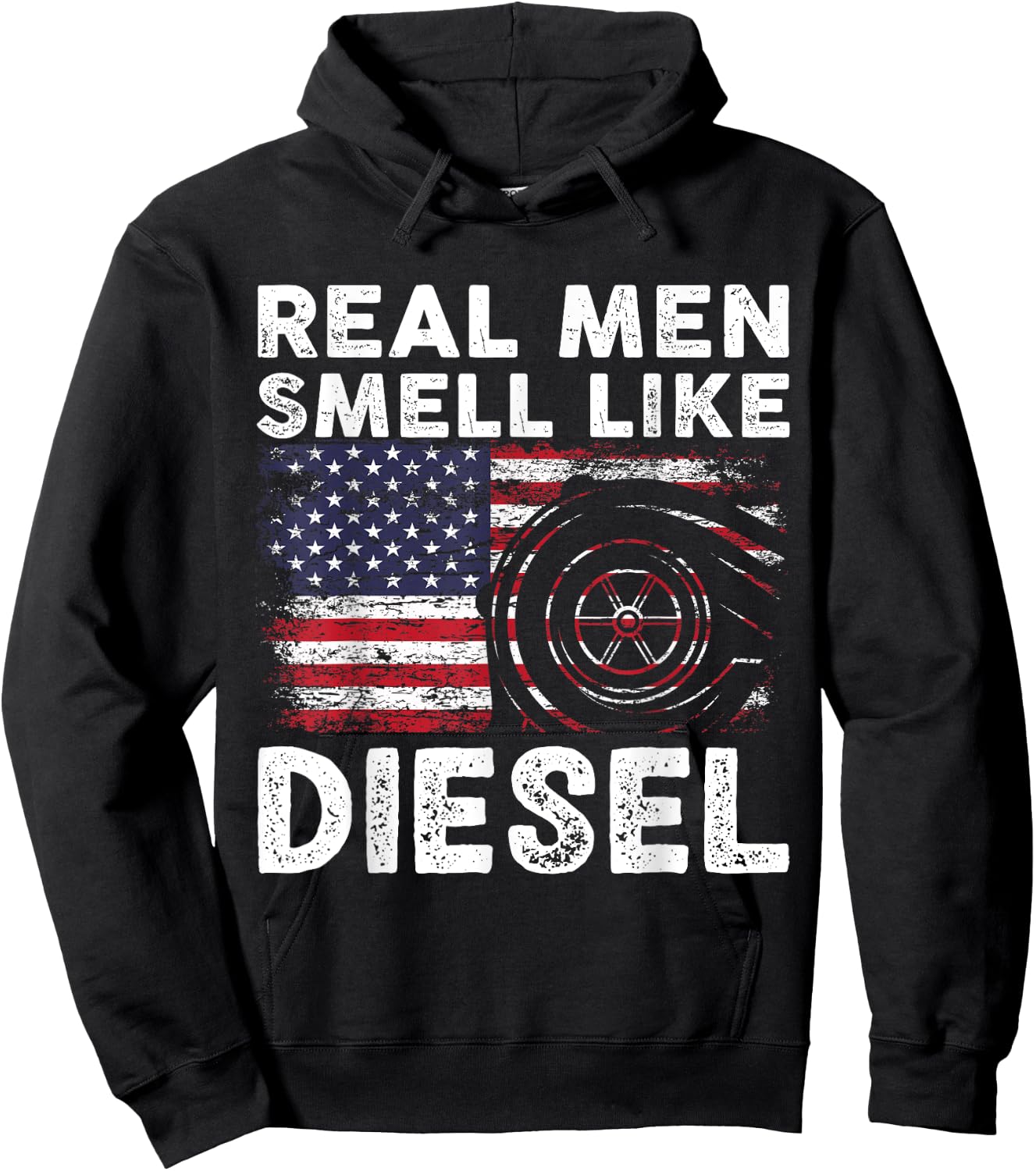 Funny Diesel Mechanic Gift | Real Men Smell Like Diesel Hoodie - Hoodie | Black