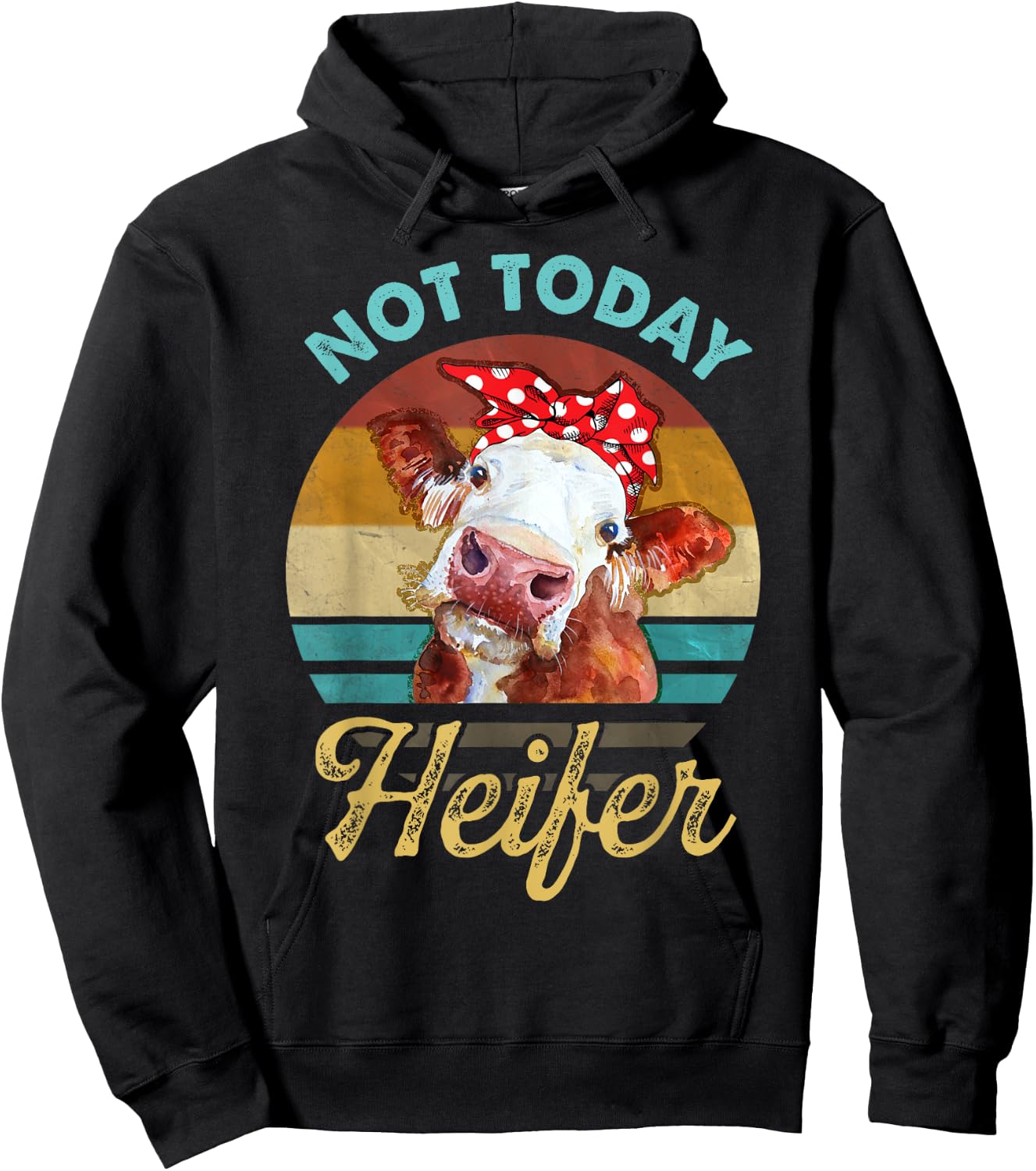 Vintage Not Today Heifer Cute Cow Gift Men Farmer Hoodie - Hoodie | Black